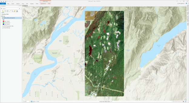 True colour composite of Malcom Knapp Research Forest (MKRF).